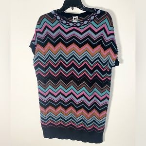 M Missoni pink blue black rust copper chevron tunic 12